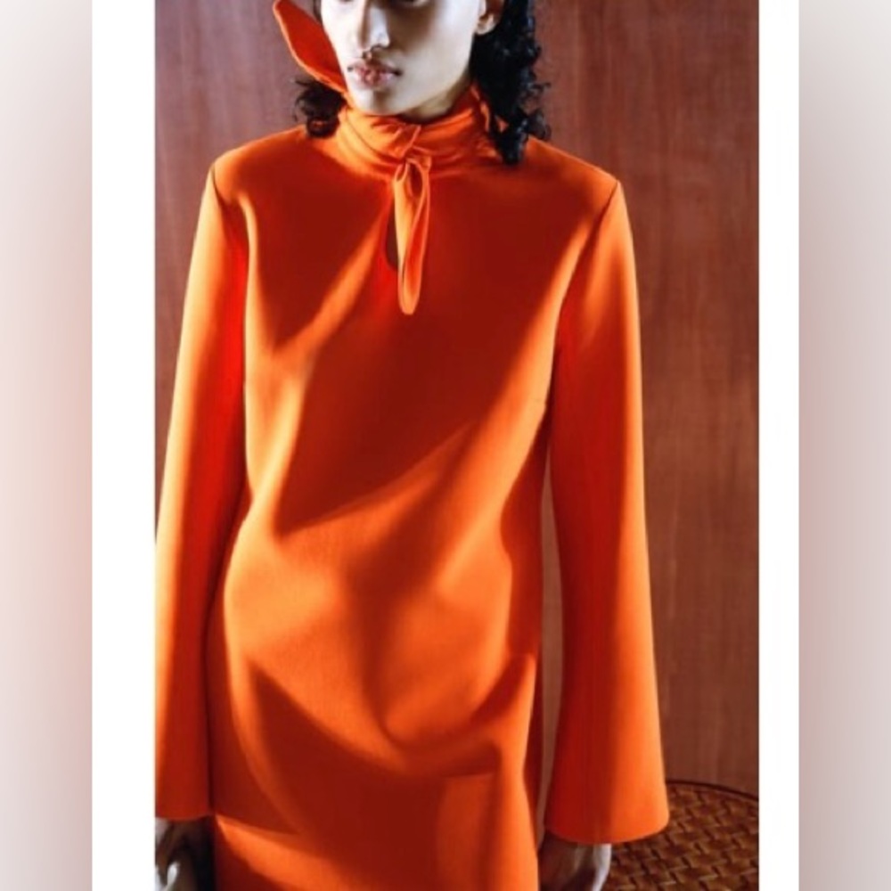 ZARA Tied Minidress Neon Orange NWT